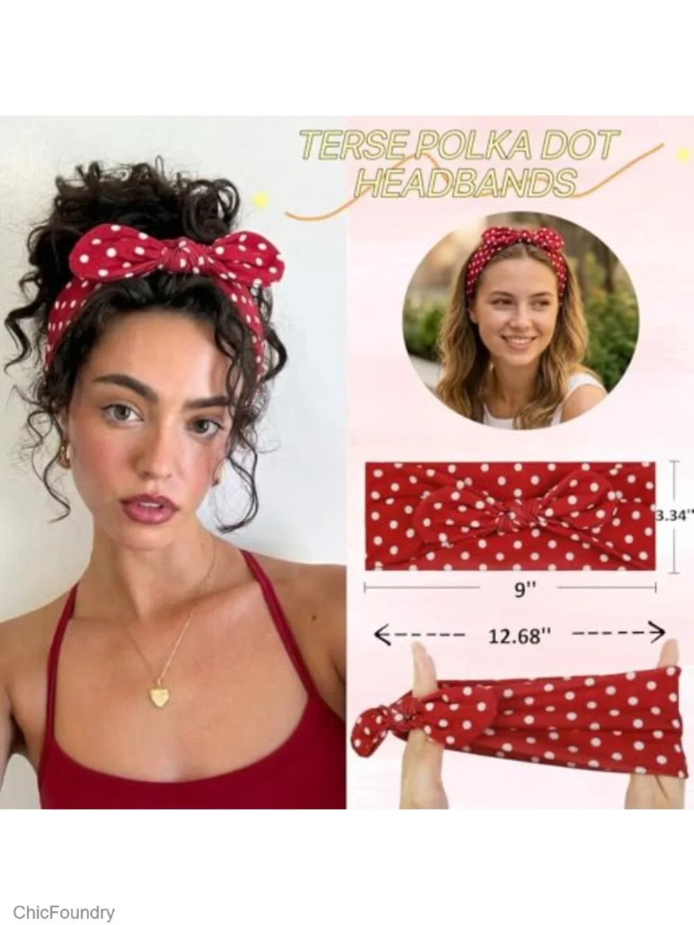 6 Pack Polka Dot Bow Headbands for Women, Trendy Stretchy Fashion Hairbands